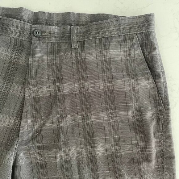 Haggar 1926 Casual 5 Pocket Polyester Plaid Bermuda Shorts Brown + Black Sz 40 - Picture 3 of 9